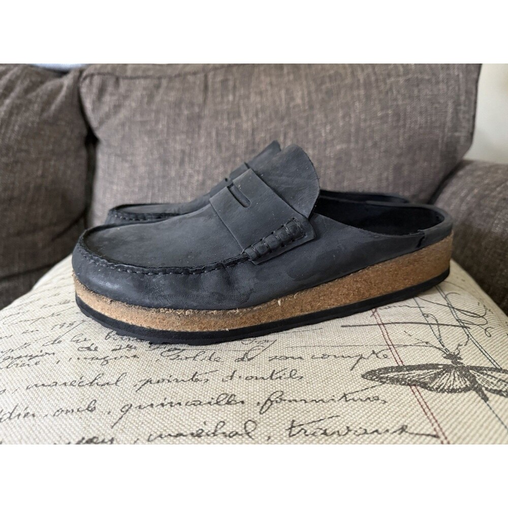 Birkenstock Naples Oiled Leather Black Loafer Clog EU 43 US 10 1025040